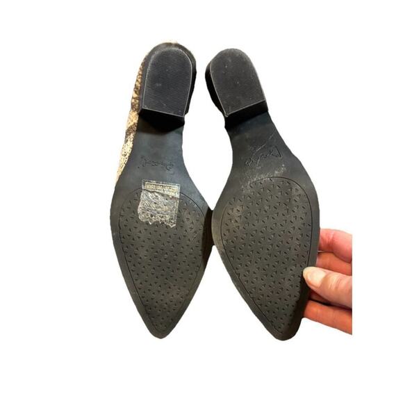 Qupid Booties Snake Skin Black White Block Heel Boots Womens Shoes 7 Pointed Toe - Picture 5 of 9